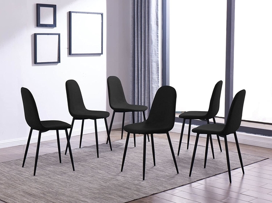 Upholstered Cover Contracted Kitchen Dining Chair Modern Black Metal Dining Chairs